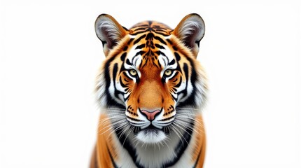 Obraz premium Close-up Portrait of a Tiger on White Background