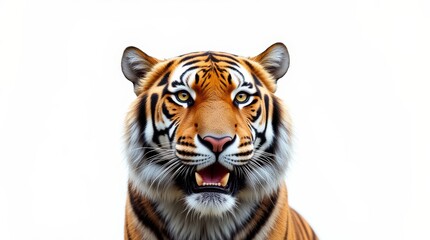 Obraz premium Detailed Close-Up Portrait of a Tiger on White Background