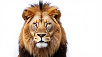 Fototapeta premium Close-Up Portrait of a Lion on White Background