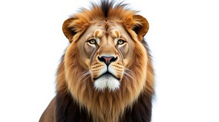 Obraz premium Close-Up Portrait of a Lion on White Background