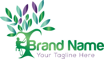 Cutter tree logo designs for business service, Arborist Tree Service logo designs, A Man Cutting Tree Illustration Vector logo design