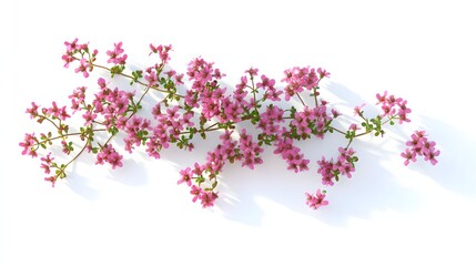 Fototapeta premium Delicate Pink Flowers Arranged On White Background