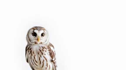 Fototapeta premium Partial Portrait of an Owl on White Background