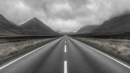 Scenic Road Through Mountains Under Dramatic Skies