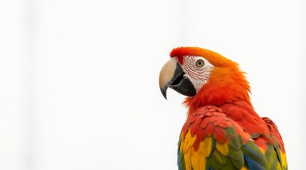 Fototapeta premium Distant Portrait of a Partially Visible Parrot on White