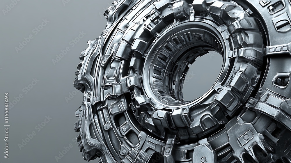 Aufkleber create an image of a robust metallic gear featuring complex details and textures