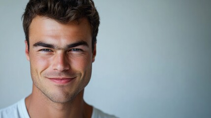 Fototapeta premium Portrait of a charming man winking on a neutral background with ample copy space for your text or branding needs