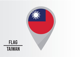 Taıwan Flag on Location Pin. vector illustration