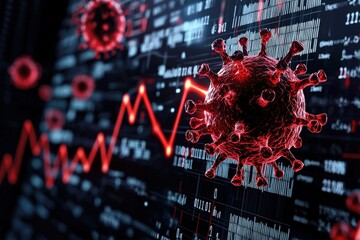 A bold line chart tracking economic recovery post-pandemic, with upward trends highlighted