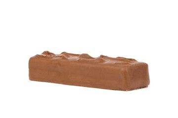 Closeup of chocolate bar isolated on white