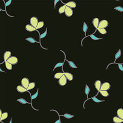 Hand drawing floral seamless pattern with cotton twigs and berries bouquets on a beige background. Winter Christmas themed background. Botanical illustration.