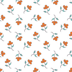 Obraz premium Cute hand drawn floral seamless pattern background