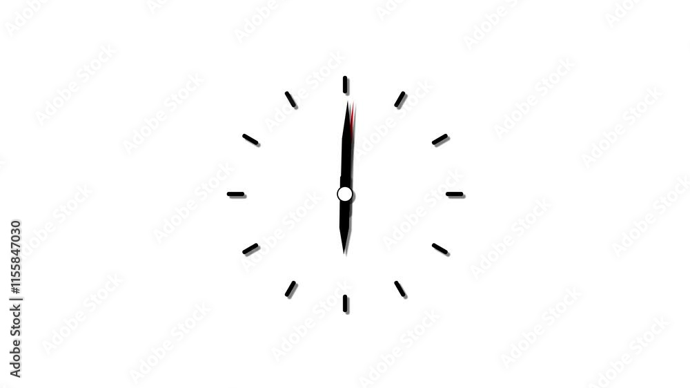 Poster 24-hour clock icon with fast-speed animation and 360-degree rotation on white background in 4k.