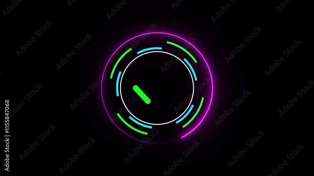 Poster verifying icon with neon checkmark animation inside a glowing circle.