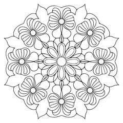 Mandala flower for adult coloring book.