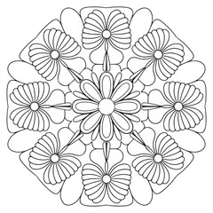 Mandala flower for adult coloring book.