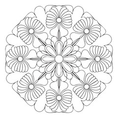 Mandala flower for adult coloring book.
