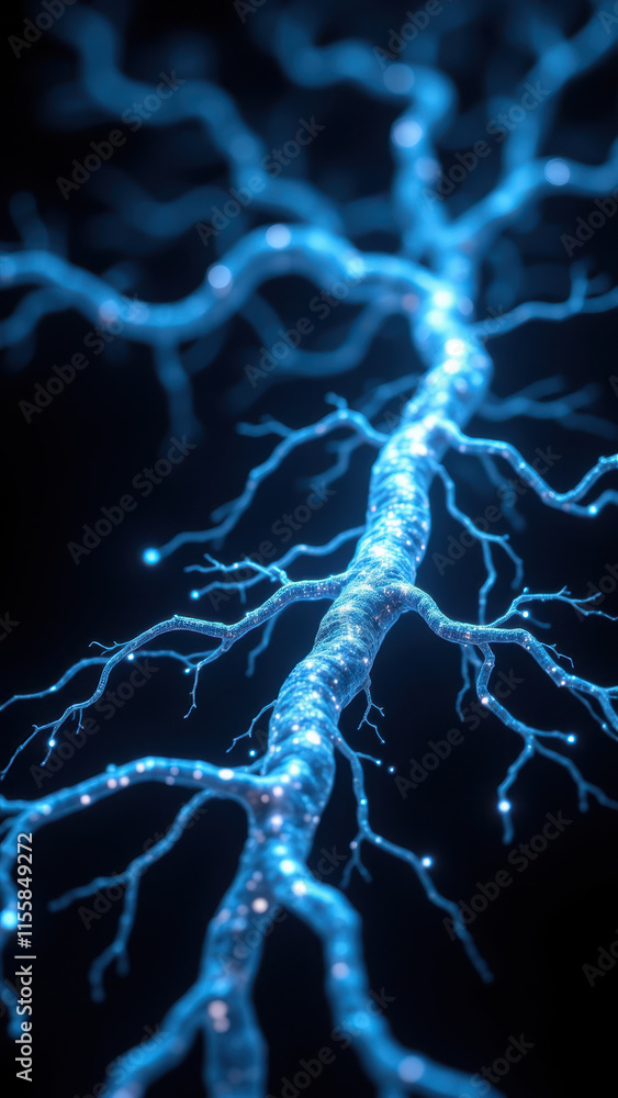 Poster stunning visual representation of vagus nerve stimulation (vns), with a focus on the intricate netwo