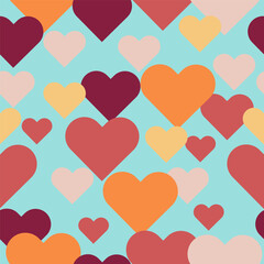 Print Hearts Seamless Pattern With Red Hearts for valentines day  The hearts are of different sizes and colors very romantic pattern .
