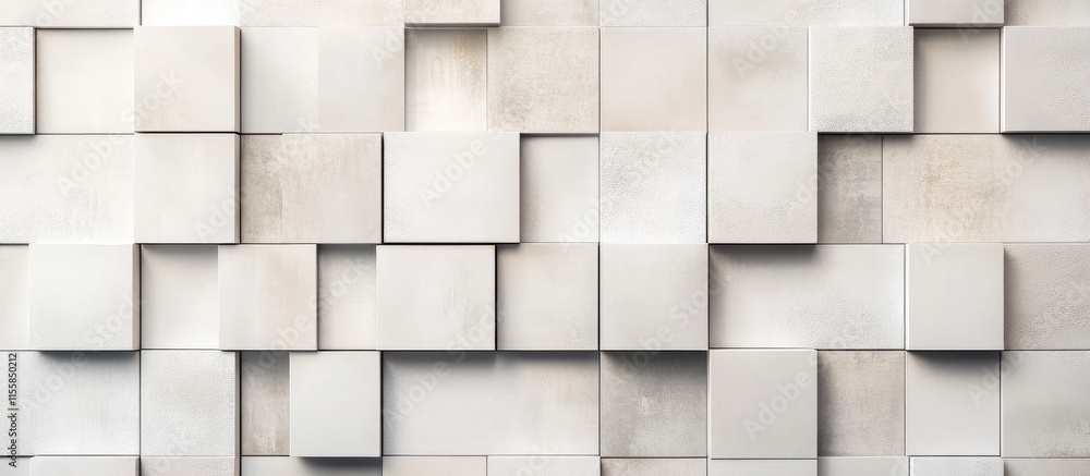 Poster decorative ceramic wall tile design in 3d featuring square shapes with empty space for text and mode