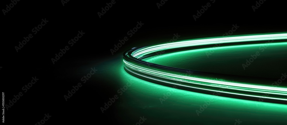Poster 3d rendering of glowing fiber optic cables isolated on a dark background with ample space for text o