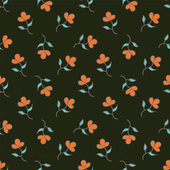 Cute hand drawn floral seamless pattern background