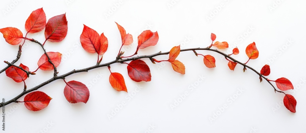 Poster autumn leaves on a tree branch isolated on a white background with space for your text or design ele