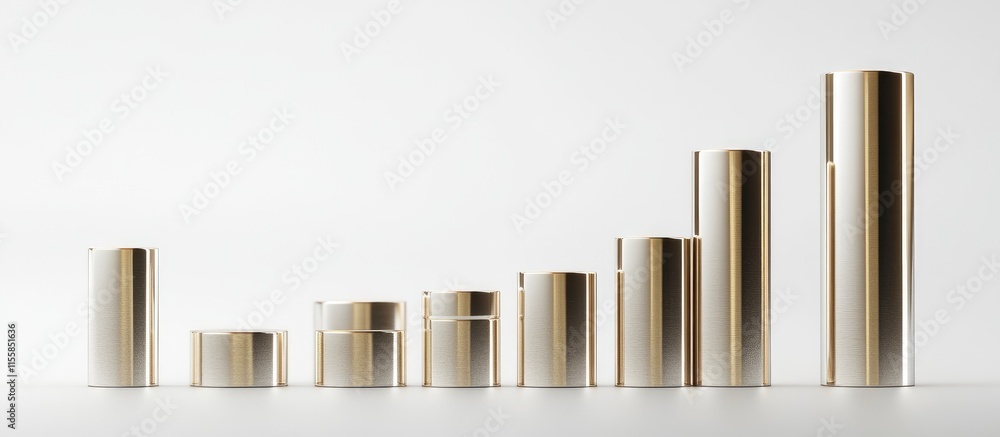 Poster business profits growth represented by metallic bar graph with empty space for text and analysis in 