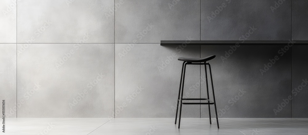 Aufkleber minimalistic bar stool in modern gray room with empty space for text ideal for interior design or ad
