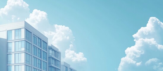 Modern architecture with clouds in the background and ample space for text ideal for banners and advertisements in urban settings.