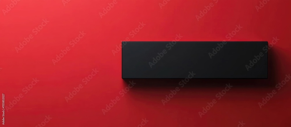 Poster 3d rendered red background with black banner for text placement modern design template