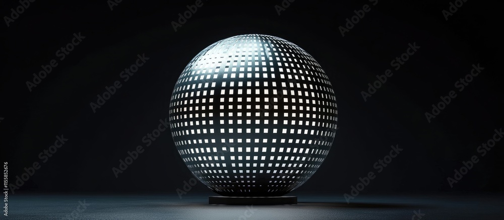 Aufkleber abstract disco ball sphere creating unique lighting effects in dim environment with blank space for 