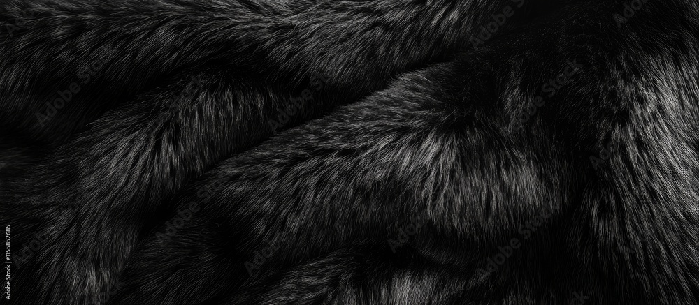 Poster luxurious black fur texture background evoking warmth and comfort with space for custom text or desi