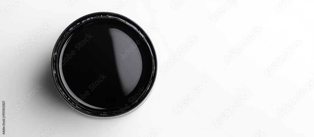 Poster black oil drum in isolated composition on white background featuring empty space for text or graphic