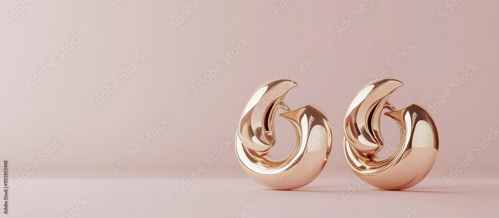 Poster elegant abstract earrings displayed on a soft background with ample copyspace for text insertion