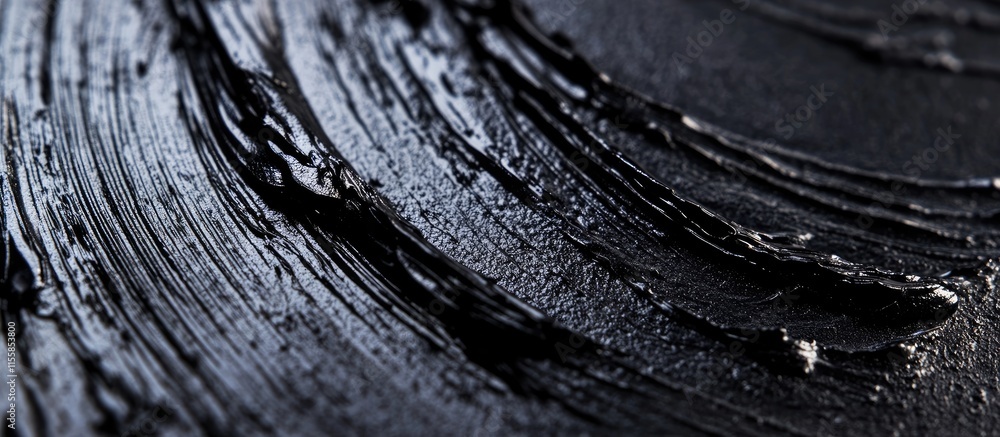 Poster viscous black paint texture with ripples on a rough surface ideal for background design and empty sp