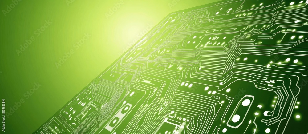 Poster abstract green electronic circuit board design with space for text and digital technology themes