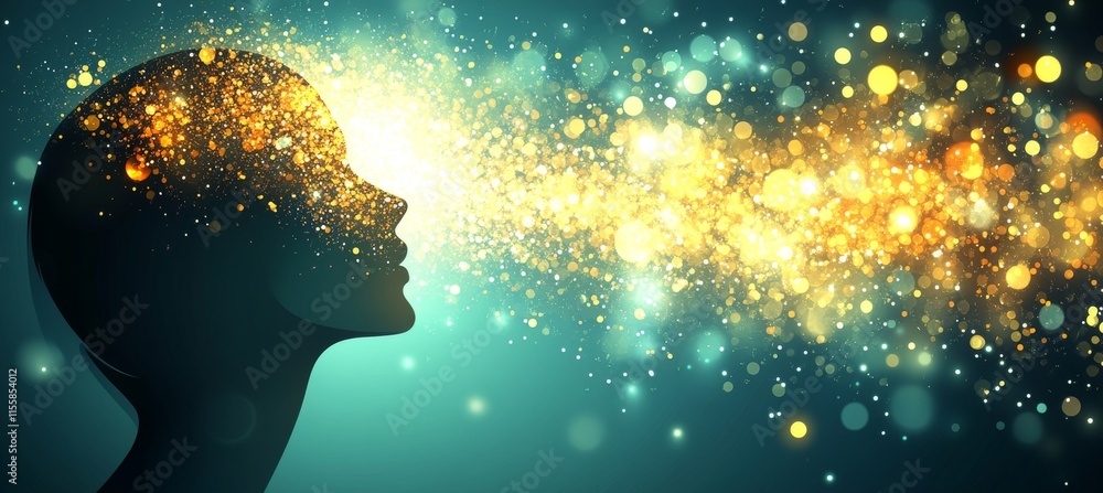 Poster big data and stock concepts intertwined with machine learning and cyber mind domination, illustrated