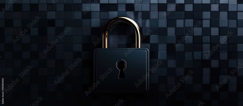 Poster digital lock security concept for cyber protection with space for text on dark background representi
