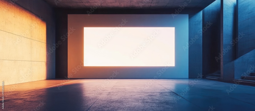 Poster modern conference room with large projection screen and versatile space for business presentations a
