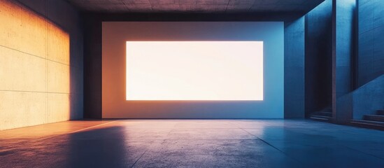 Modern conference room with large projection screen and versatile space for business presentations and creative content development