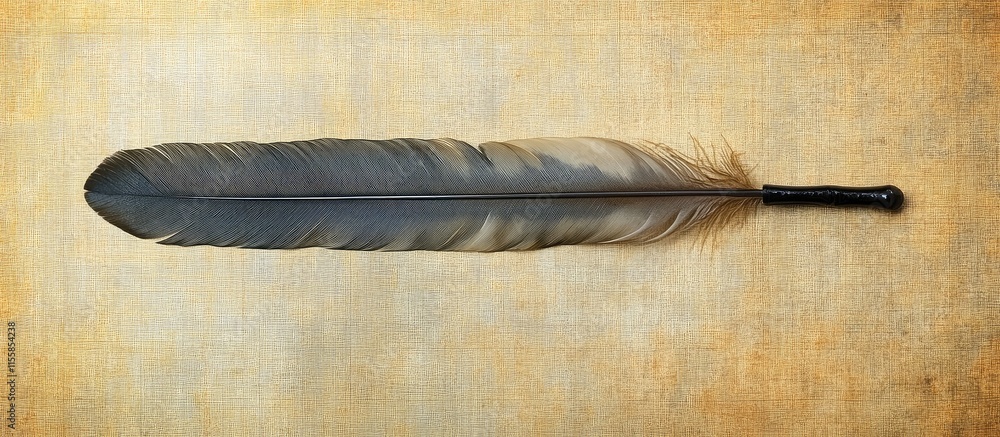 Poster elegant japanese duck feather on textured background with ample empty space for text or graphic desi