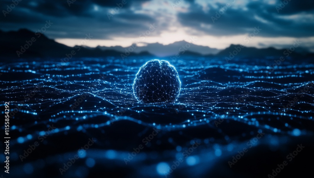 Poster machine learning, fog computing, stock, ai, deep learning, blockchain, and neural network concepts i