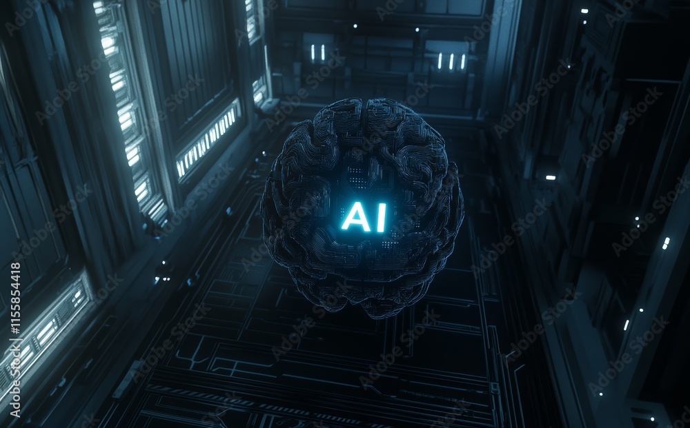 Poster ai-driven stock concept in a 3d rendering