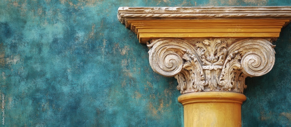Poster etruscan inspired abstract background with classical column ideal for text overlay and design elemen