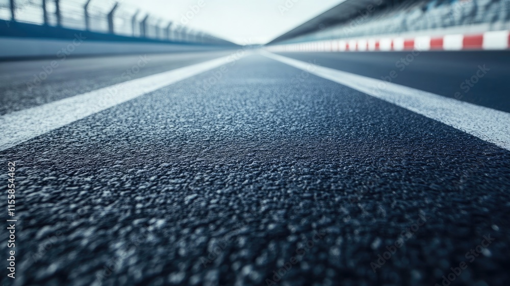 Poster close up of asphalt racetrack surface showcasing texture and empty space for promotional text or saf
