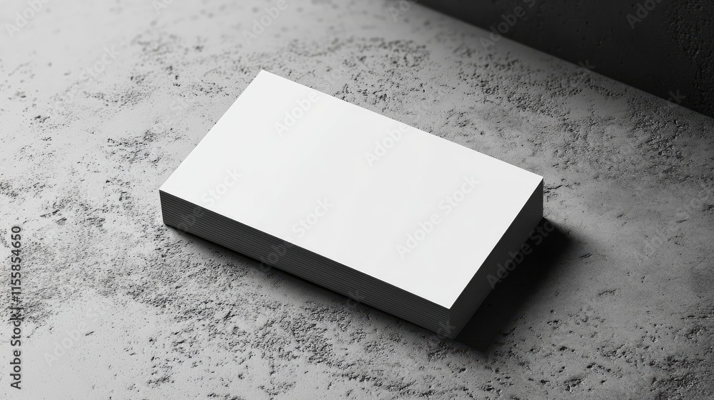 Poster minimalist blank white business card mockup on textured surface for customizable branding and design