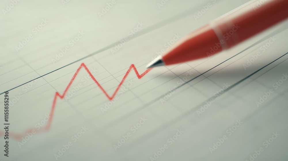 Poster business graph with a red downtrend line and blank space for text showcasing financial decline or ma