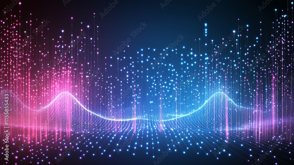 Poster cyber big data flow. blockchain data fields. network line connect stream. concept of ai technology, 