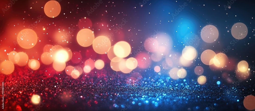 Poster abstract sparkling background with red and blue glowing circles in motion ideal for festive technolo